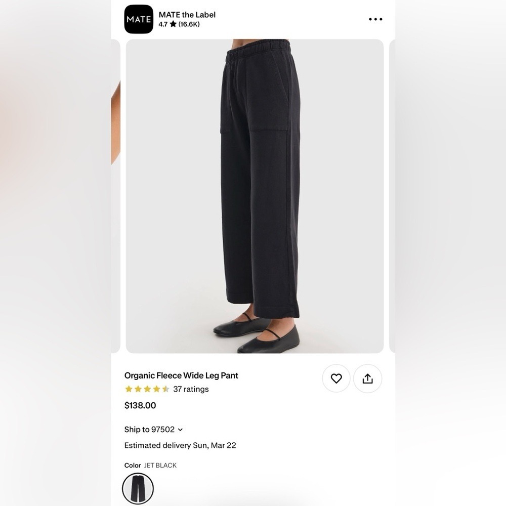 Mate the label brand - Black Wide Leg Pants L - Picture 6 of 9